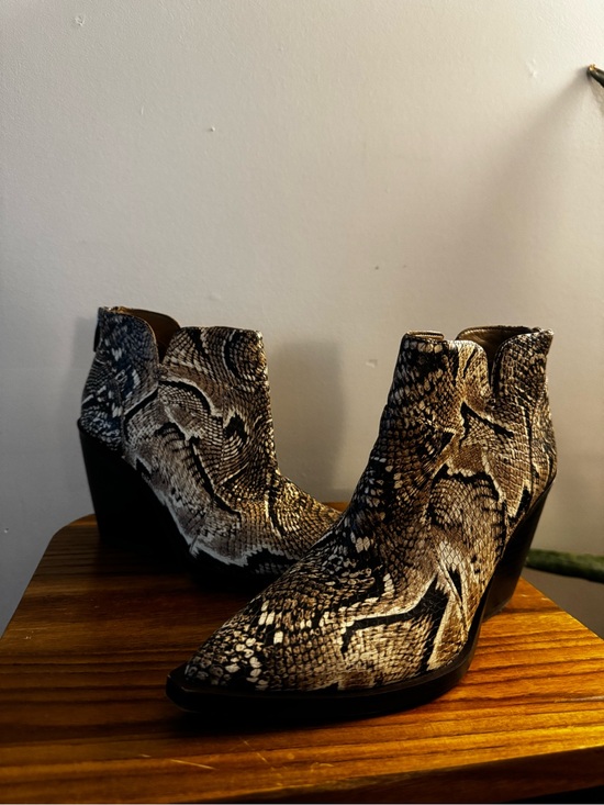 Vince Camuto Shoes - Vince Camuto Snake Print Wedge Booties - Black & Brown